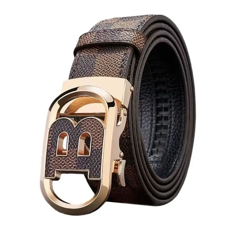 Wanshui Men's genuine leather belt business automatic buckle cowhide belt simple fashion waistband brand designer belt