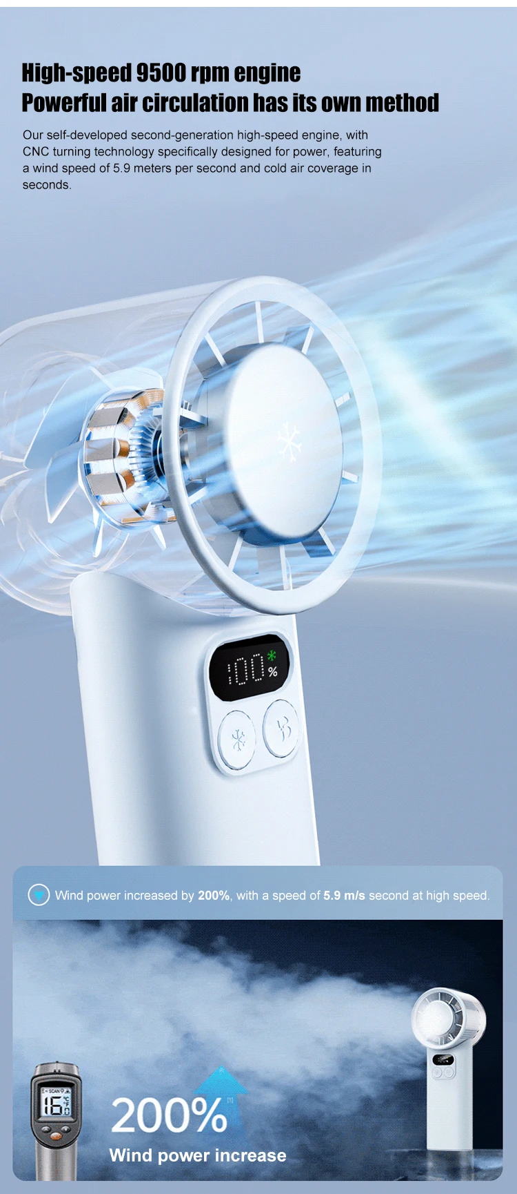 Speed Mini Handheld Fan, Portable, USB - detail 6