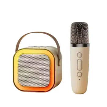 K12 Wireless Portable Mini Karaoke Speaker With Wireless Mic RGB LED Colorful Light Hifi Music Outdoor Party Speaker Active