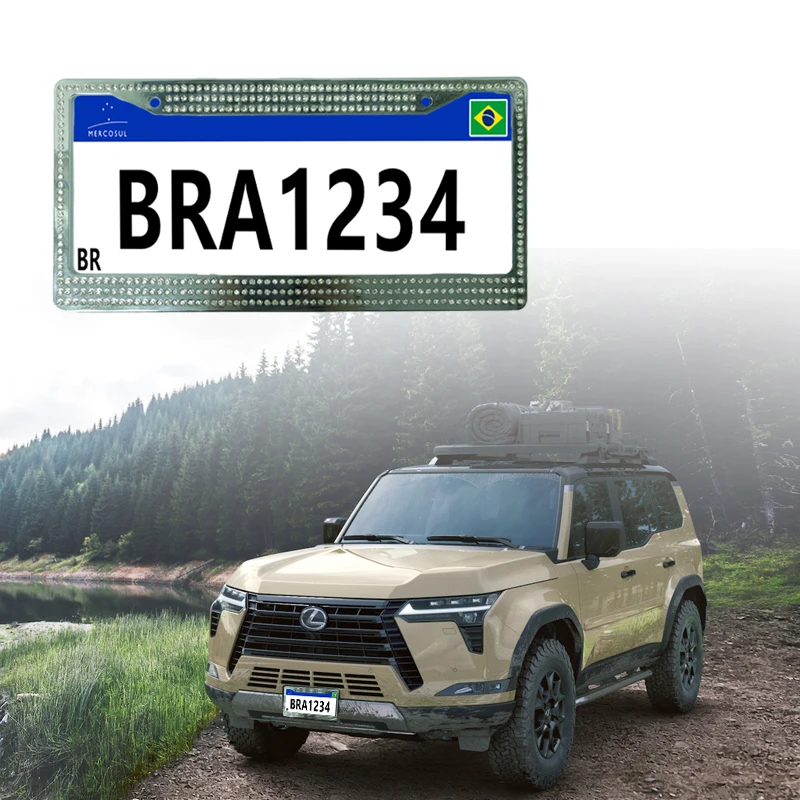 Diamond Bling Glitter Crystal Rhinestone Metal USA Car License Plate Frame supplier