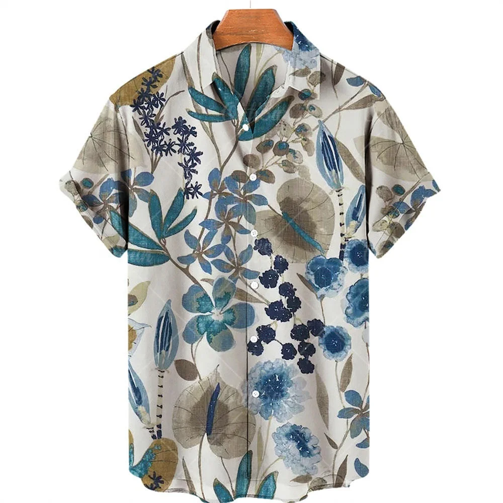 Wholesales Printed Design Casual Shirt Short Sleeve Beach Hawaiian Graphic Men's Sublimation Shirt