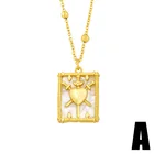 Necklace Necklace Vintage Astrology Horoscope Waterproof Square Medallion 18k Gold Tarot Card Necklace