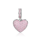 RINNTIN CB116 Pure Silver Charm DIY For Necklace Bracelet 925 Sterling Silver Cute Heart Charms