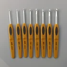 Knitting Needle Crochet Needles A Set Of 8 Knitting Tools Plastic Handle Sweater Needle Brown Soft Sticky Aluminum Crochet