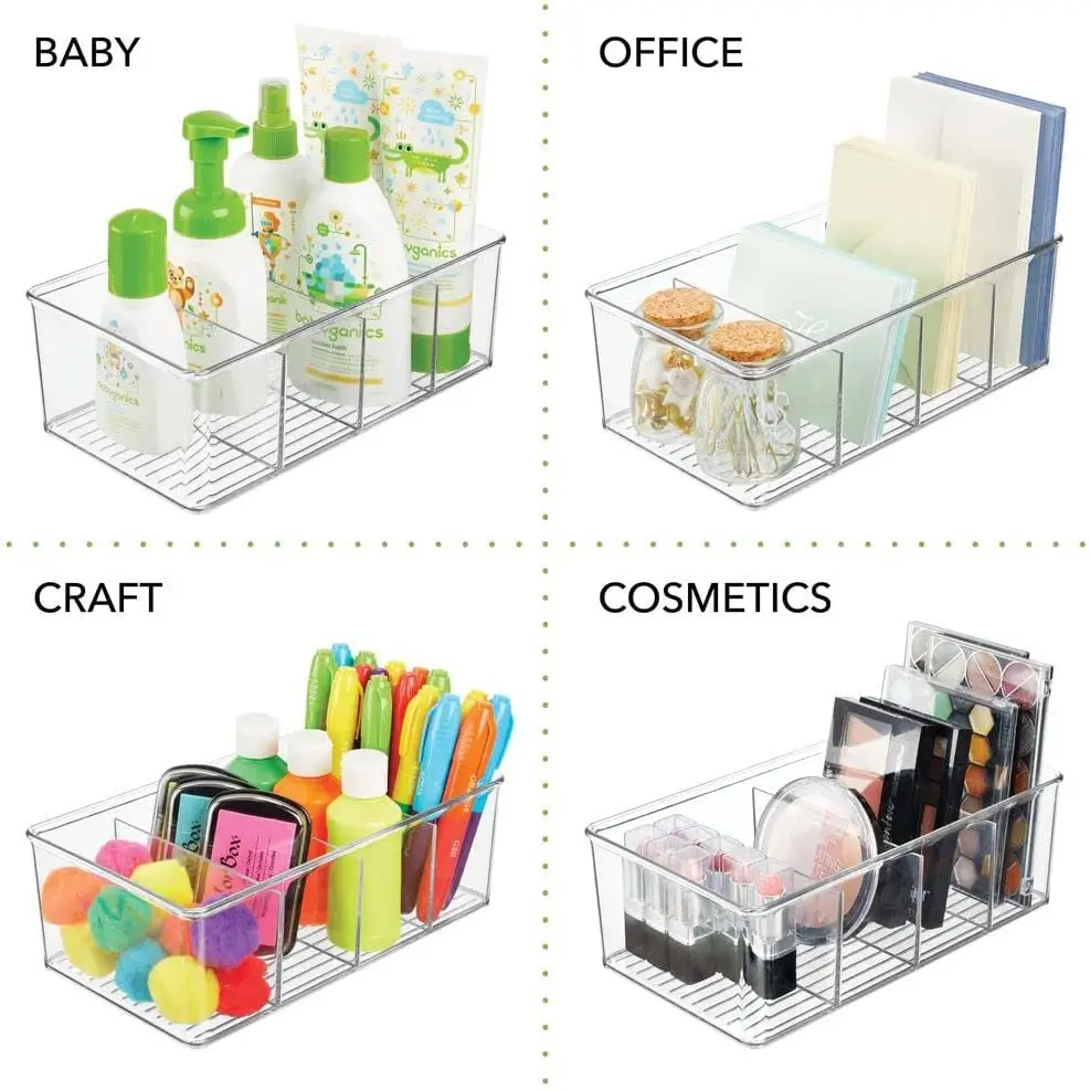 OWNSWING Pantry Organization And Storage Bins Plastic Fridge Organizers With Removable Divider Clear Fridge Organizer