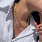 Snake European And American Style Hip-hop Wild Two-tone Metal Thick Chain Flat Snake Bone Necklace