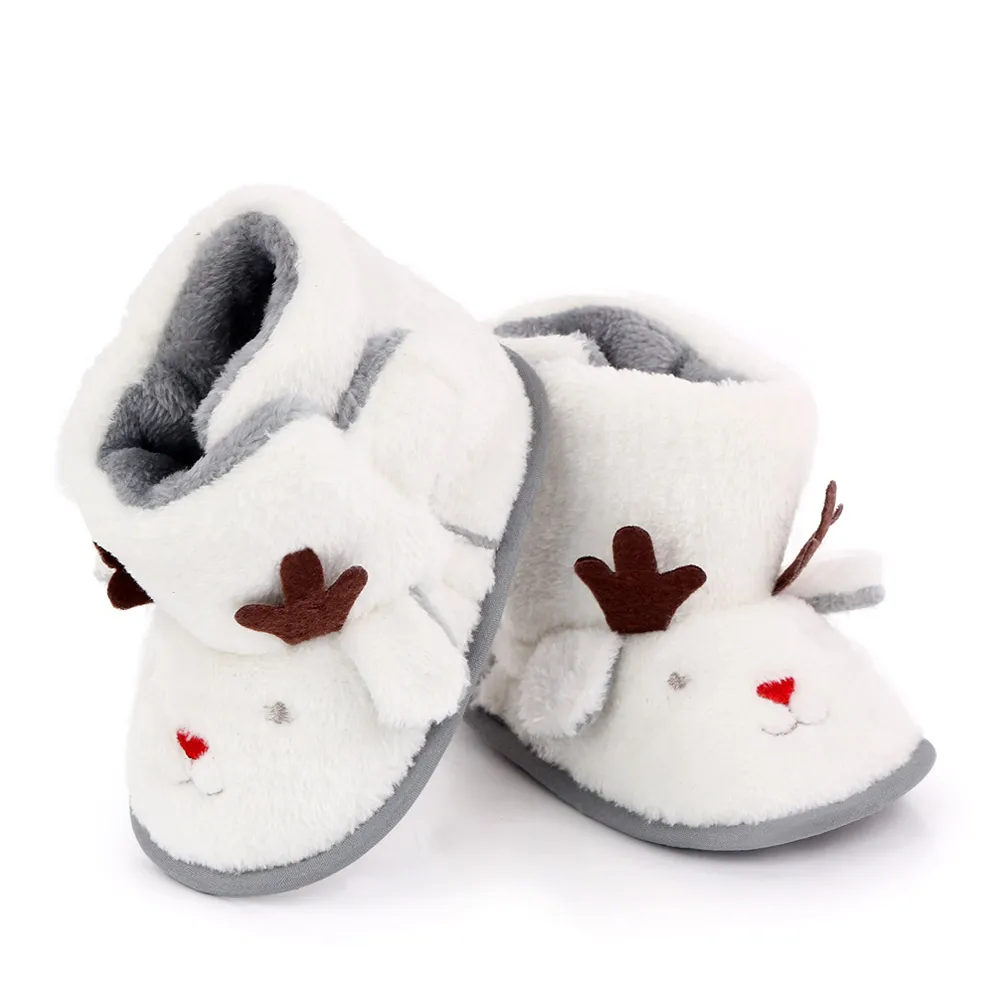 Winter Fluffy High Tube Warm Cotton Boots Baby Christmas Cute Cartoon Moose Toddler Shoes supplier