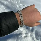 18MM Baguette Cuban Bracelet Hip Hop Iced Baguette Cuban Bracelet Moissanite Diamond