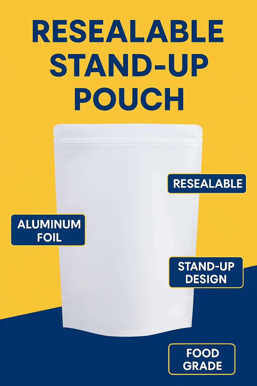 Food Grade Reusable Stand up Pouch Resealable Aluminum Foil Dry Snack Packaging Plastic Bags - detail 3