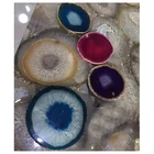 Agate Agate Round Polishing Natural Crystal Stone Geode Agate Cup Coaster Slices