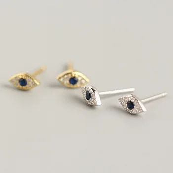 NEW INS Hot Selling 925 Sterling Silver Blue Evil Eyes CZ diamond stud earrings