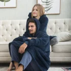 Hoodie Indoor Bedroom Sleep Navy Soft Material Durable Wearable Hoodie Sherpa Oversized Blanket