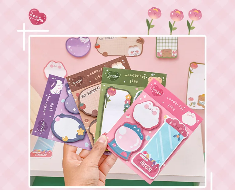 Cute Cartoon Sticky Notes Pack - Creative Self-Adhesive Memo Pads for ...