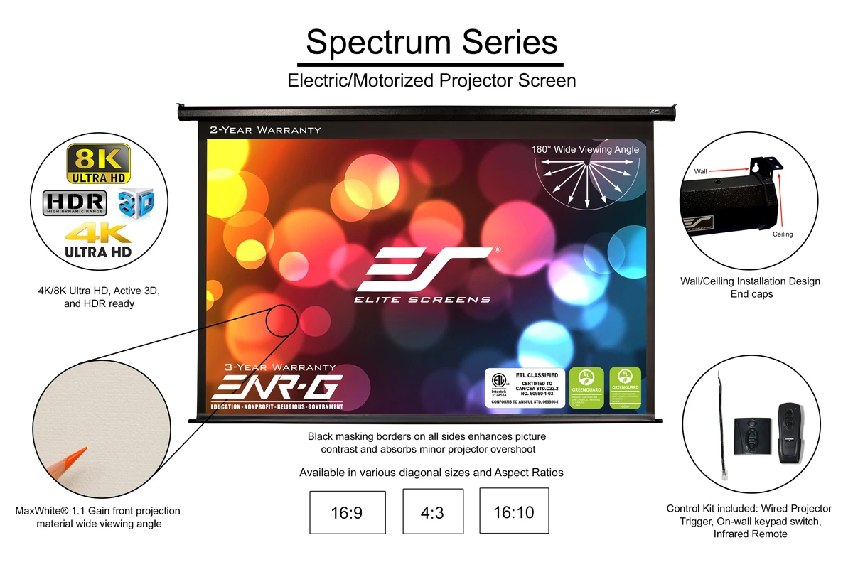 electric wall/ceiling screens 16:9 electronic projector screen 100 inch