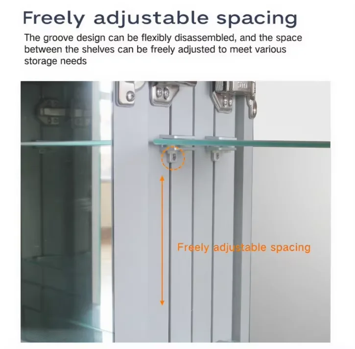 Modern Rectangular LED Mirror Cabinet with Aluminum Glass LED Vanity for Bathroom Use in Apartments and Villas Light Cabinet