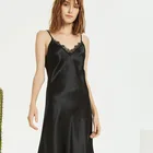 Sexy Sleepwear Nightwear New Arrival Fashion Nightgown 100% Mulberry Silk Satin Sexy Sleepwear Dress Nightwear With Lace