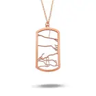 Sterling Silver Silver Personalized 925 Sterling Silver Cutout Map Rose Gold Plated DogTag Necklace