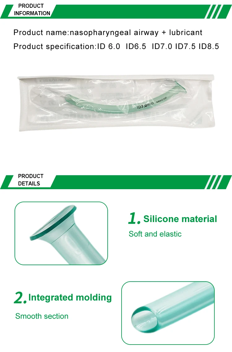 Medical Disposable Nasopharyngeal Airway Soft Round Bevel Tip Pvc