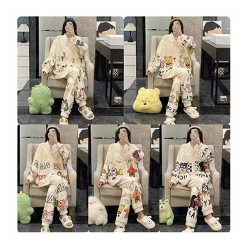 Wholesale new design home improvement textiles wholesale winter women's pajamas Flannel women's pajamas