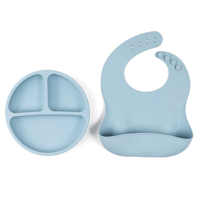 ODM & OEM Baby Bottles And Plates Gift Set  Non Slip Silicone Suction Plate Design BPA Free Baby Plate