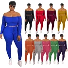 Ladies Wear Custom Ladies Club Wear Sexy Ribbed Long Sleeve Pants Sets Womens Clothing 2 Piece Outfits