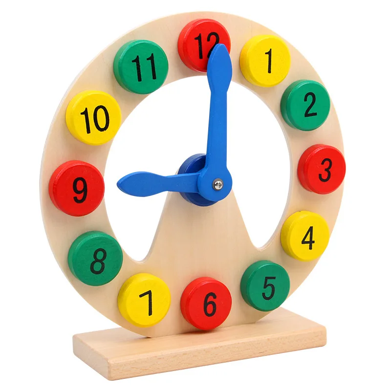 Kids Wooden Clock Toy Time Cognitive 12-Hour Clock Learning Toy for Baby Toddler 
