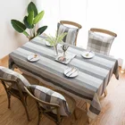 Ready Made 3 Colors Nordic Striped Cotton Linen Rectangle Home Kitchen Tablecloth Table Covers For Dining And Banquet