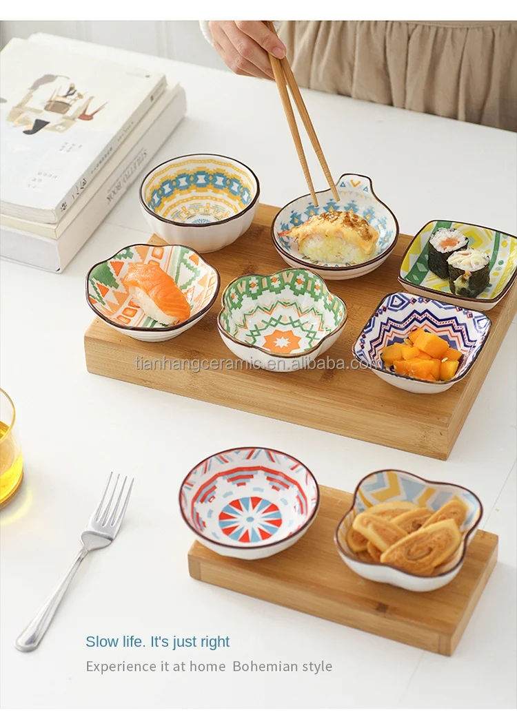 Bohemian ceramics 4.5 inch rice bowl household tableware dinner bowl soup bowl wholesale.jpg