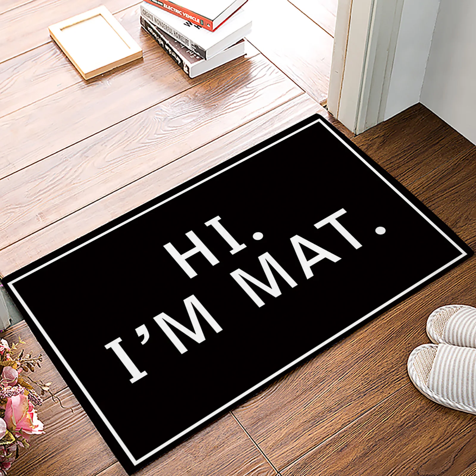 Hi Letter Printed Entrance Door Floor Mat Rug Notice Non-slip Doormat Carpet ! 