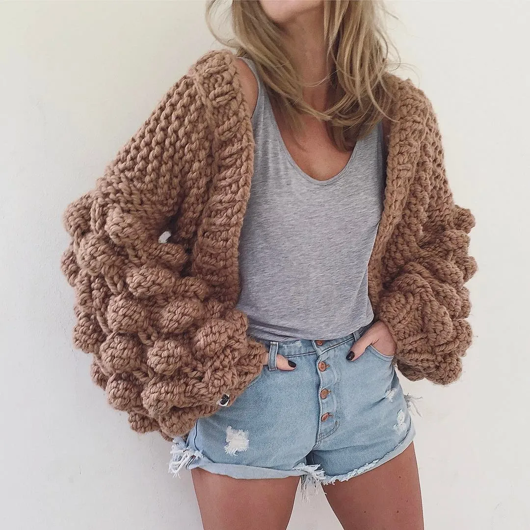 Lantern Sleeve Sweater Coat 