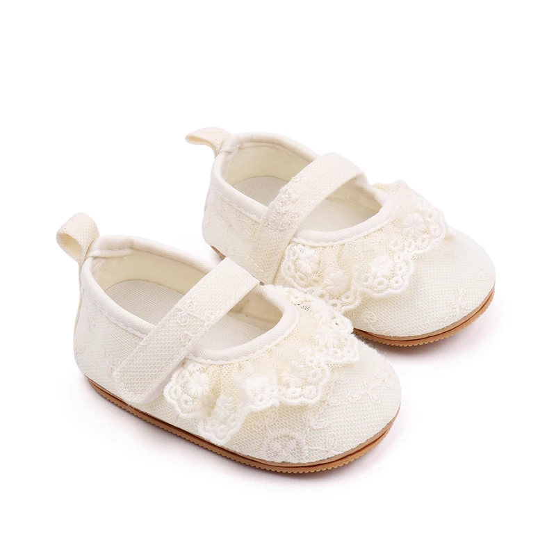 Spring and Autumn Solid Color Lace Lace Soft Soled Non-slip Baby Princess Shoes for Girls manufacture