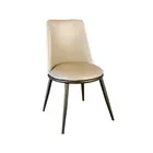 Modern Design Dinning Room High Back Dining Chair Black Metal Stainless Steel Legs Leather Dining Chairs