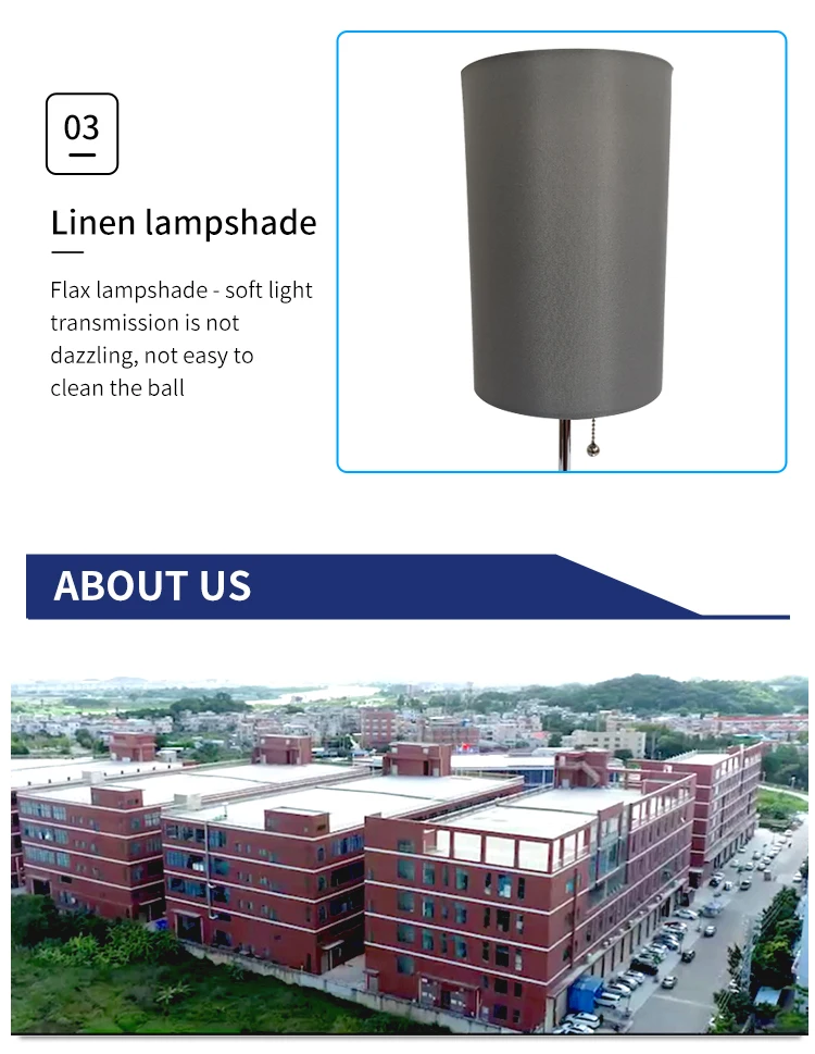 Gray lamp shade dual USB plug zipper switch iron cloth furniture table lamp