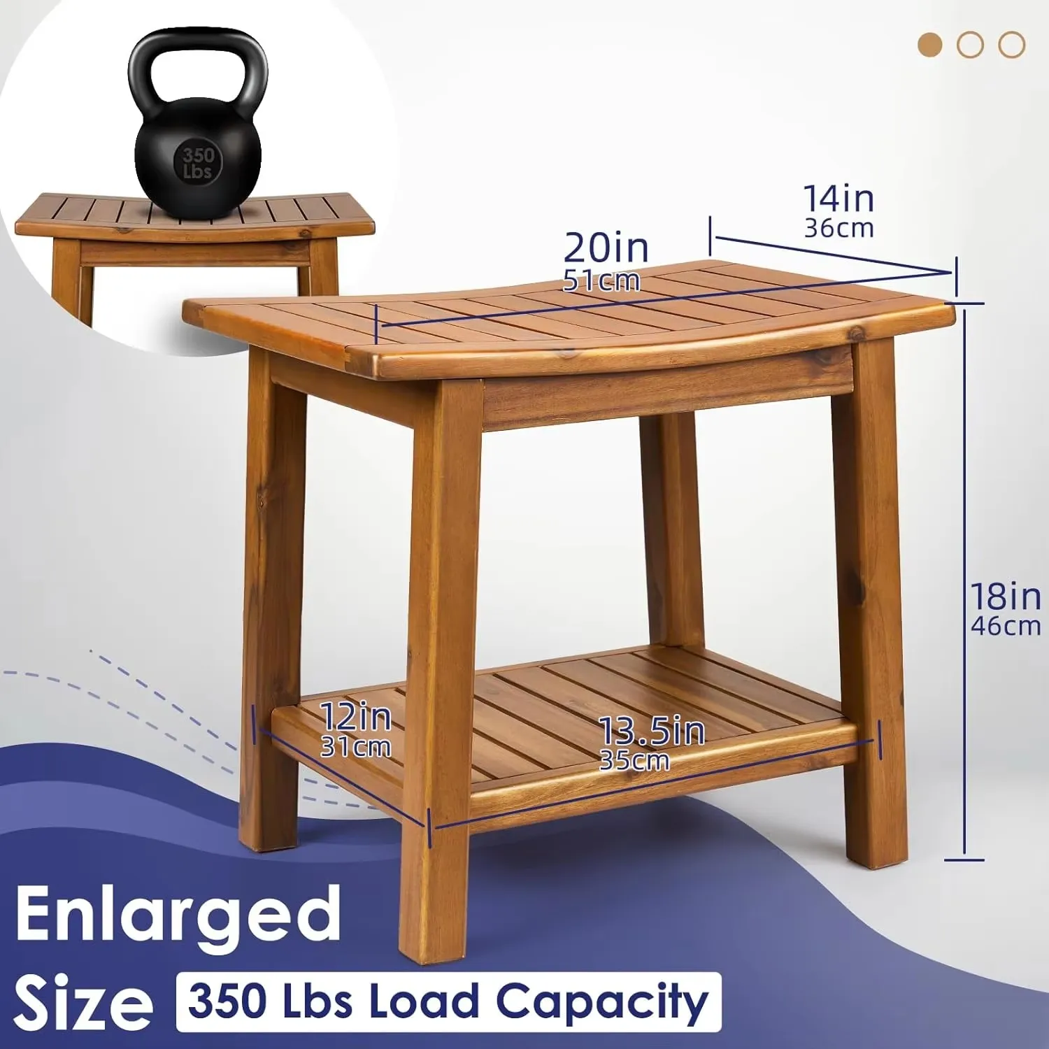 product wood shower stool waterproof shower seat shower bench with storage shelf for bathroom spa non slip shower stool-3