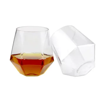 12 oz diamond glass non fragile sugar free plastic wine glass PET whiskey cocktail glass