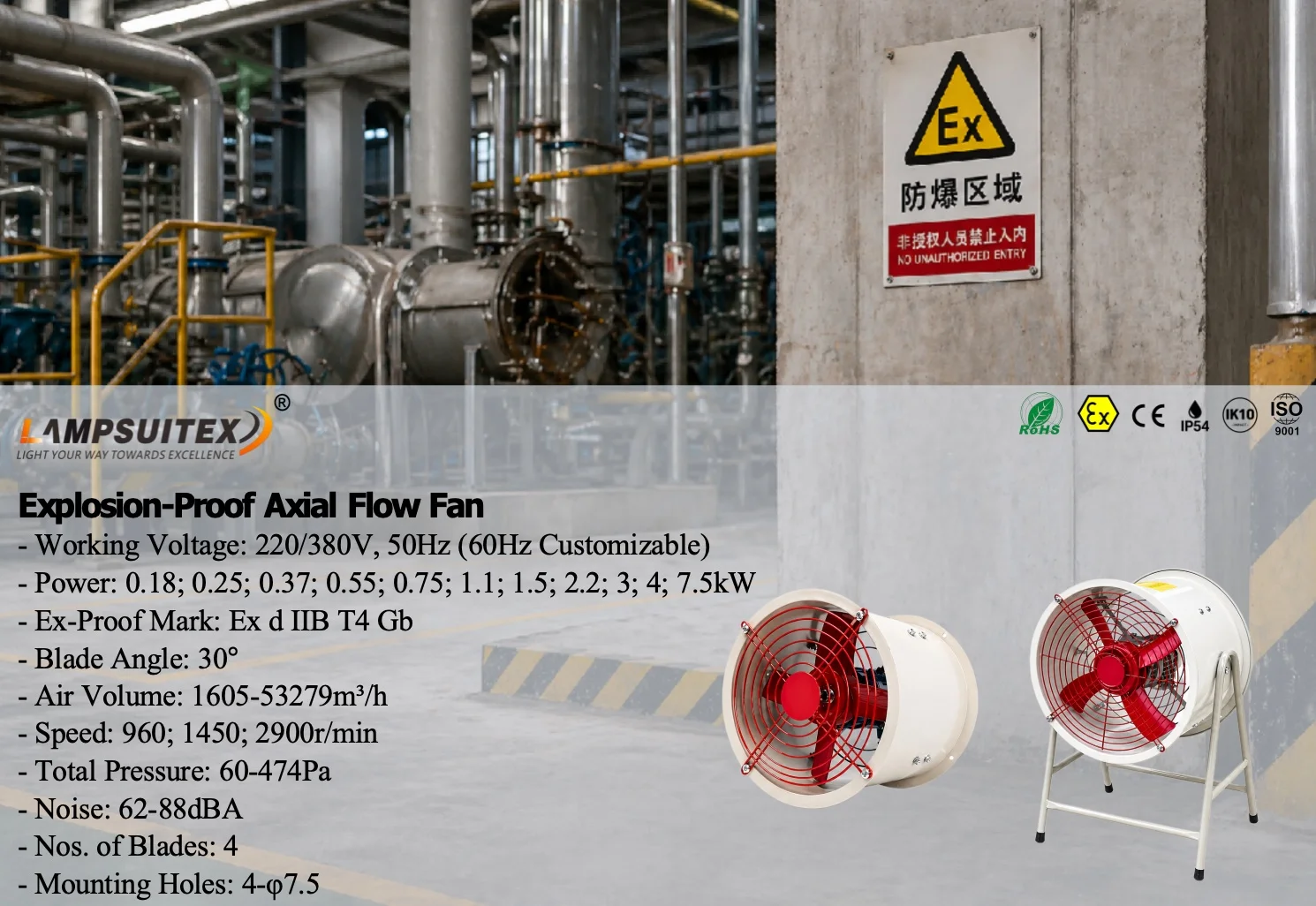 Proof Fixed Louvered Fan, ATEX, 4kW, 7.5kW, FRP - detail 2