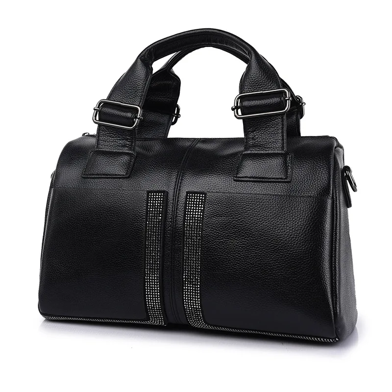 Luxury Retro Boston Vintage Leather Handbag Elegance Large Bags Handbags For Women