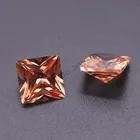 Cut Princess 6x6mm Cubic Zirconia Withstand Heat Machine Cut Champagne Gems