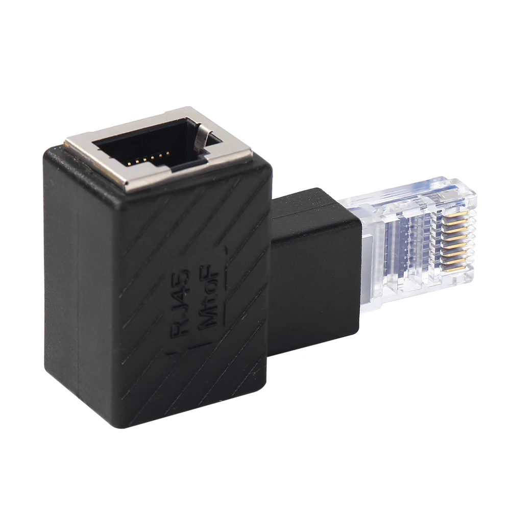 CY 90 Degree Up Angled 8P8C FTP STP UTP Cat 5e Male to Female Lan Ethernet Network Extension Adapter 
