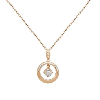 Round Shaped AU750 Real Diamond Pendant Solid 18K Real Rose Gold Natural Diamond Women Necklace Jewelry