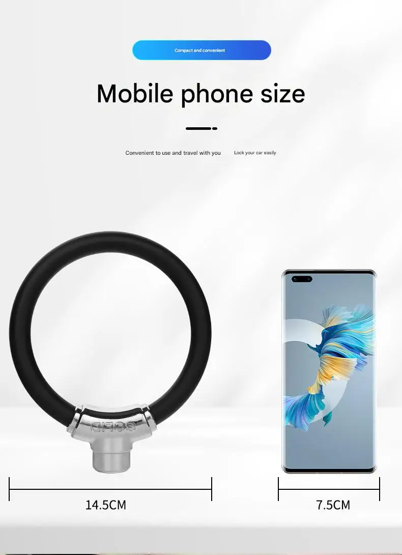 Portable Blue Steel Cable Alloy Lock Ring Bold Anti-Theft Security Motorbike Lock for Mountain Bikes