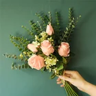 Bridal Artificial Eucalyptus Flower Rose Bouquet For Wedding Bridal And Home Decoration
