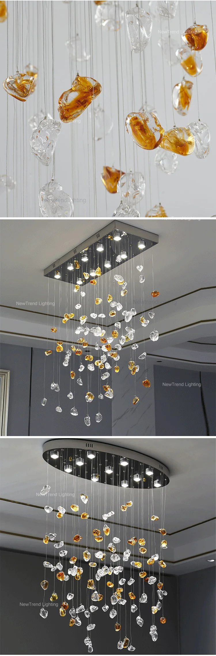 PD8001 Custom Hotel Lobby Villa Banquet Hall Decoration Bespoke Chandelier Modern Glass Pendant Light details
