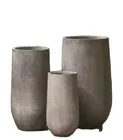 Round Pots Nordic Style Cheap Tall Round Tapered Fiberglass Cement Flower Pots Wholesale