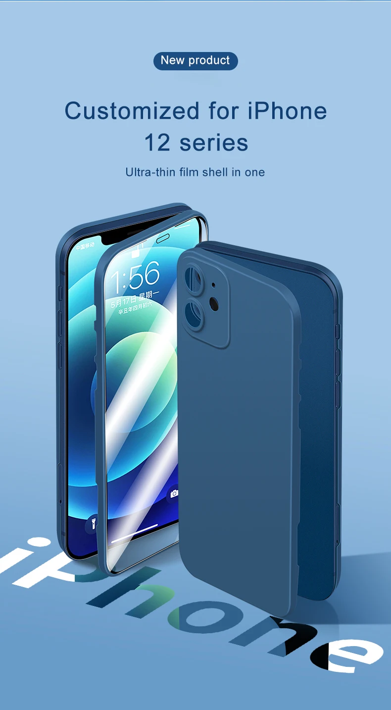 Caridite 2021 Newest Anti-Fall Screen Protector And Thin Phone Case On One For iPhone 12/12 Pro/12 Pro Max/12 Mini With Soft TPU