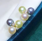 Pink Earrings Earrings Pearl Ear Stud Gold Pink Akoya Blue Rose Kid Women Luxury Earrings Women Jewelry