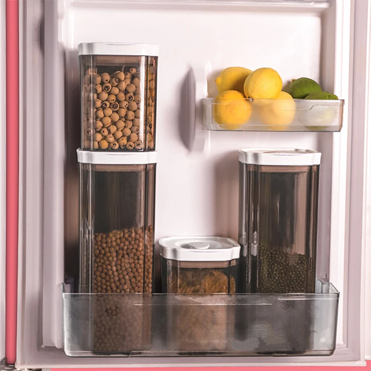 Brown Water Proof Transparent Drawer Fridge Storage Containers Jar Rice Grain Storage Containers
