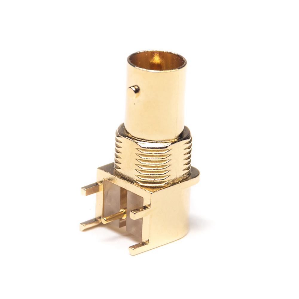 90 Degree Gold Plated Bulkhead Bnc Jack Connector Through Hole For Pcb