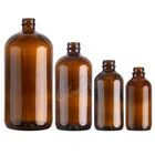 Glass Bottle Glassglassglass 4oz 8oz 16oz 32oz Empty Green Blue Clear Amber Boston Round Glass Bottle