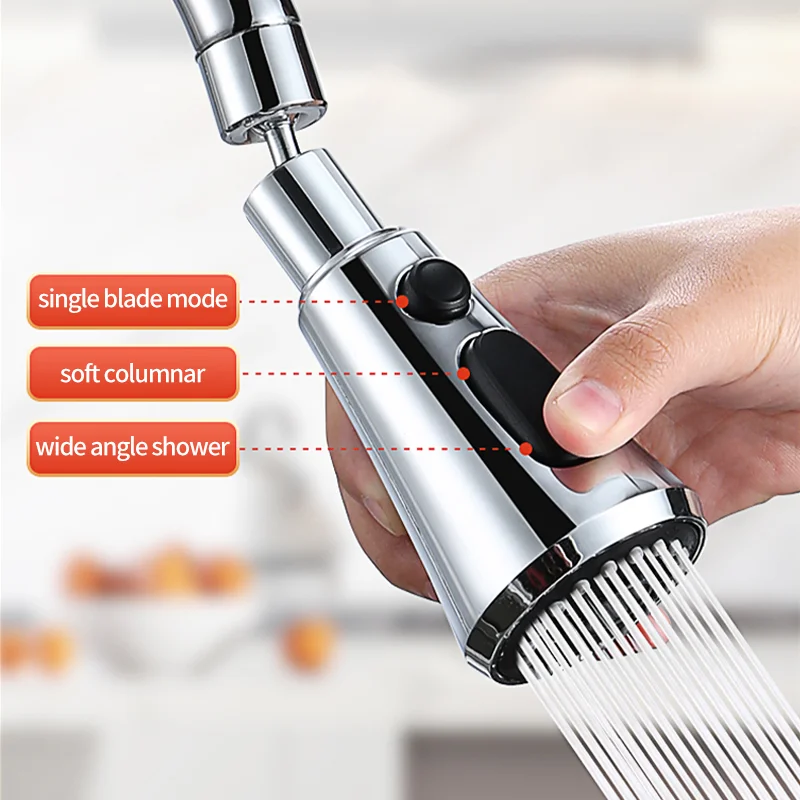 Universal Pressurized Faucet Sprayer Anti splash 360 Degree Rotating Water Tap Three Stall Water Saving Faucet Nozzle Adapter